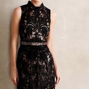 BARASCHI Anthropologie Overture Tulle Sheath Dress in Black B…